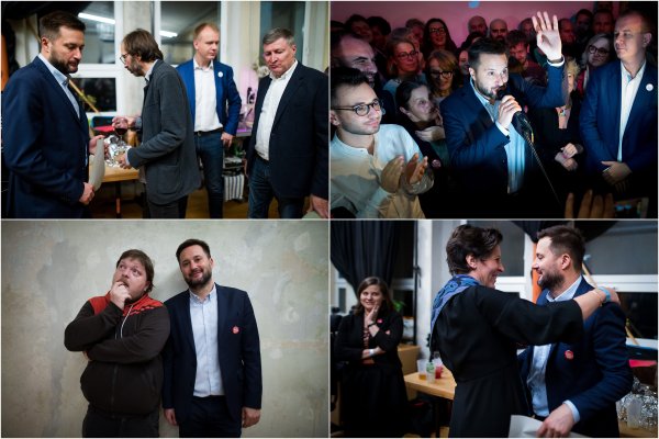 Fotogaléria: zákulisie Vallovho víťazného štábu s&nbsp;Breinerom, Laskym, Trnkom, Štefunkom aj Beblavým