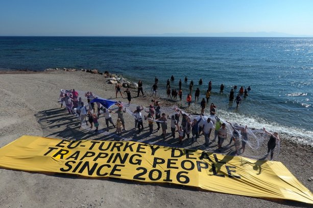 Akcia na podporu ľudí na úteku na ostrove Lesbos, Grécko, Júl 2017, ©AmnestyInternational