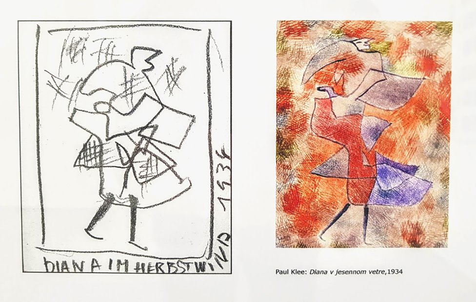 Ku kresbám Rudolfa Filu nachádzal Miloš Štofko originály malieb, ako v prípade obrazu Diana v jesennom vetre, ktorého autorom je Paul Klee. Foto - Ján Šuba