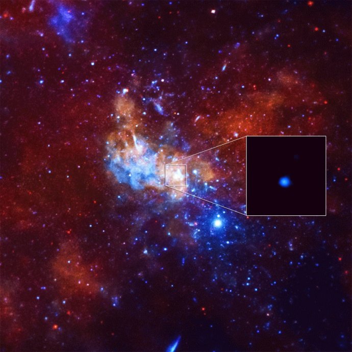 Saggittarius A* je zdrojom rádiového žiarenia a nachádza sa v strede našej galaxie. Foto - NASA