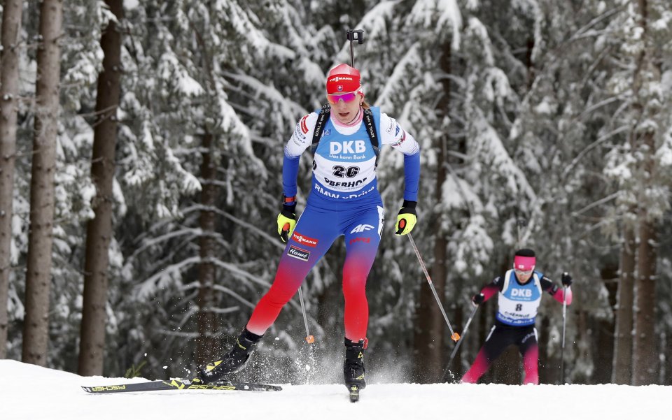 Anastasia Kuzminová počas šprintu v Oberhofe. Foto - tasr/ap