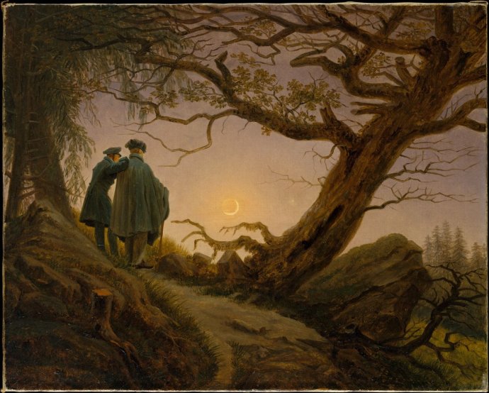 Caspar David Friedrich - Dvaja muži uvažujúci o Mesiaci