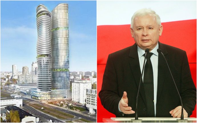 Projekt K-Towers a Jaroslaw Kaczyński, ktorý ho podľa nahrávky vybavoval. Foto - TASR/AP