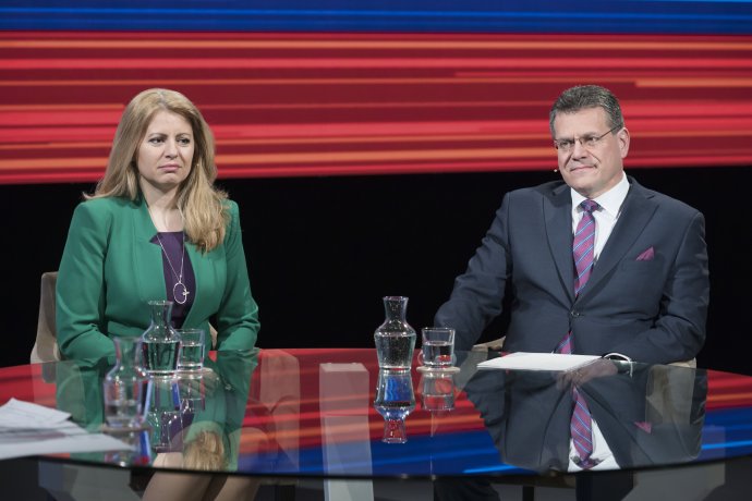 Čaputová a Šefčovič v diskusii RTVS. Foto - TASR