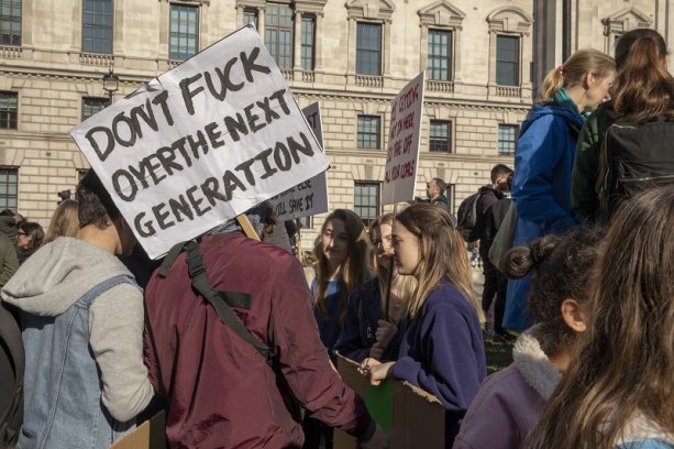 Štrajk proti zmene klímy v Londýne 15 februára 2019