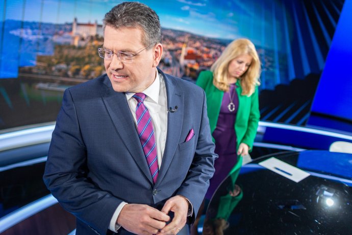 Maroš Šefčovič a Zuzana Čaputová v predvolebnej debate. Foto N - Tomáš Benedikovič