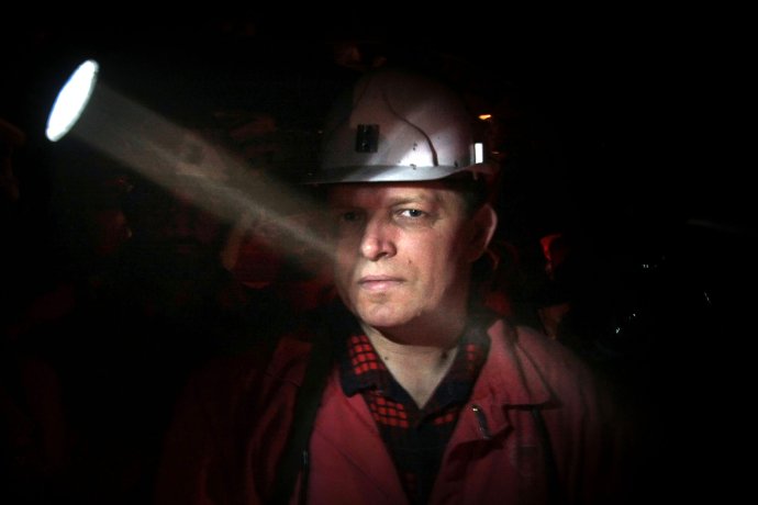 Robert Fico ako baník, 2008. Foto - Tomáš Benedikovič