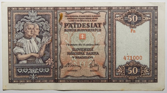 50-korunová bankovka. Foto - TASR