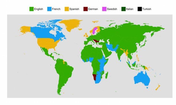 Zdroj: Duolingo - aplikácia na učenie sa cudzích jazykov. Mapka ukazuje, ktorý cudzí jazyk si ľudia najčastejšie vyberajú na učenie sa v danej krajine.
