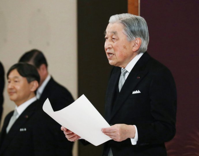 Japonský cisár Akihito počas svojej abdikácie. Foto - TASR/AP