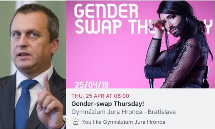 Pozvánka na Gender Swap a Andrej Danko. Foto – študenti GJH a N – Tomáš Benedikovič