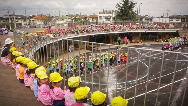 Kým u nás sa debatuje o povinnej škôlke a stavajú sa kontajnerové školy, vo svete sa inovuje v prospech detí. Škôlka japonského architekta Takaharu Tezuka rešpektuje potrebu detí mať veľa voľnosti, priestoru na behanie, šplhanie, aj na zašpinenie sa. Jej priestory sú otvorené a zámerne sa v nich stierajú hranice medzi vonkajším a vnútorným prostredím i medzi triedami | Zdroj: TED.com (video s českými titulkami)
