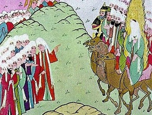 Abu Bakr prichádza do Mediny. Foto - Wikimedia