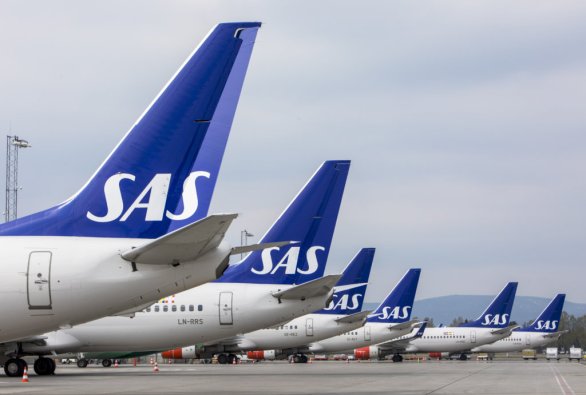 Lietadlá leteckej spoločnosti Scandinavian Airlines. Foto - TASR/AP