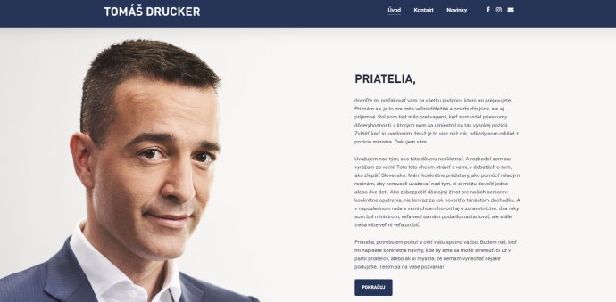 Nový web Tomáša Druckera. Reprofoto - N