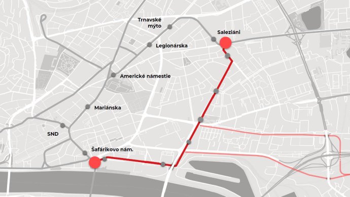 Mapa novej električky z materiálu mesta. Zdroj – magistrát Bratislavy