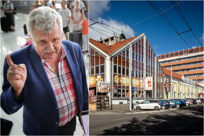 Politik Peter Marček a budovy Mamuta a starej sladovne. Foto N – Tomáš Benedikovič