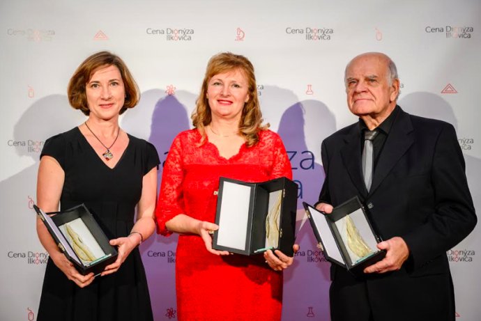 Finalisti Ceny Dionýza Ilkoviča 2019. Zľava: Angelika Hanesz, Zdenka Baxová, Ivan Hnát