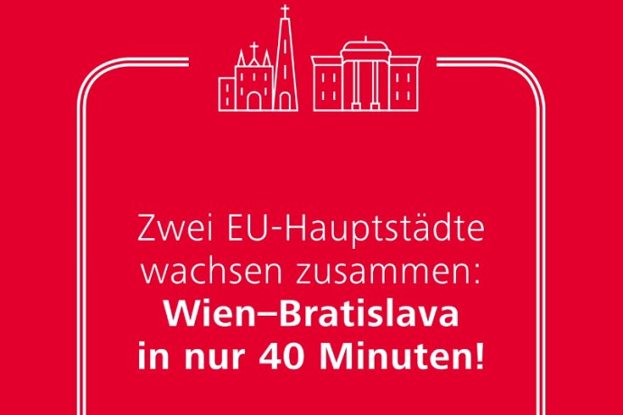 Rakúske železnice si sponzorujú reklamy, v ktorých sľubujú rýchlu cestu do Bratislavy už od roku 2023. Reprofoto - ÖBB