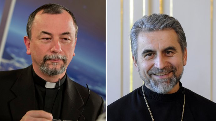 Arcibiskup Cyril Vasiľ a vladyka Milan Chautur. Foto - TASR
