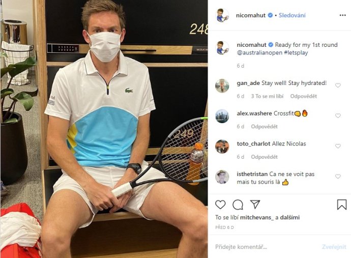 Nicolas Mahut sa takto "pripravol" na zápas prvého kola. Foto - Instagram N. M.
