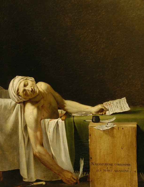 The Death of Marat, Jacques Louis David 1793, Bild von webplastic auf Pixabay