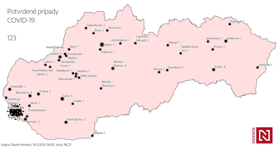 Aktuálna mapa výskytu koronavírusu na - Denník N