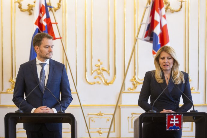 Prezidentka Zuzana Čaputová a premiér Igor Matovič. Foto - TASR