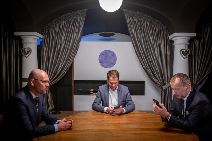 Richard Sulík, Igor Matovič a Boris Kollár po voľbách 2020. Foto N - Tomáš Benedikovič