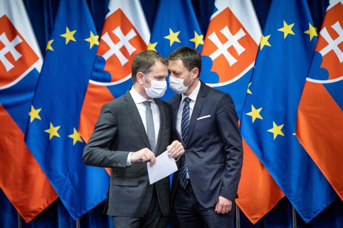 Minister financií Eduard Heger a premiér Igor Matovič. Foto N - Tomáš Benedikovič