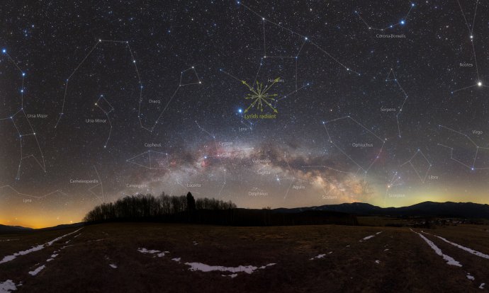 Radiant Lyríd, čiže miesto, odkiaľ meteory pomyselne vylietavajú. Foto – Tomáš Slovinský