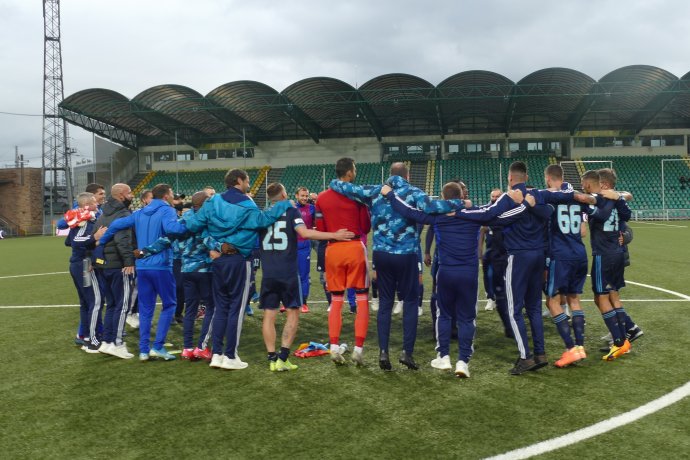 Futbalisti Slovana oslavujú desiaty titul v ére samostatnosti. Foto – TASR
