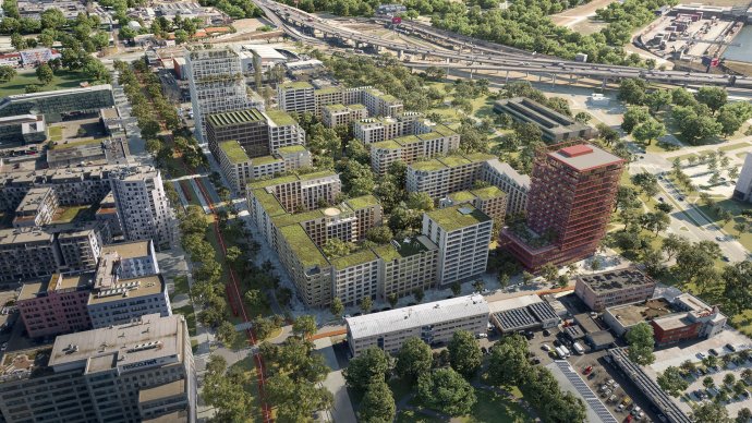 Víťazný návrh ateliéru Sadovsky&Architects pre novú štvrť na Mlynských nivách. Zdroj: YIT Slovakia