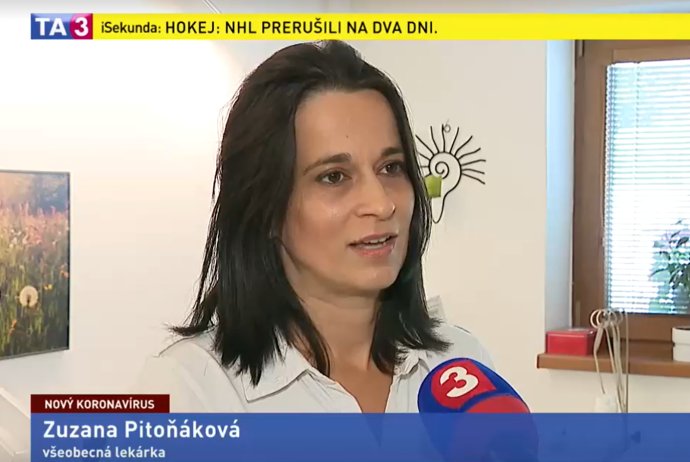 Lekárka Zuzana Pitoňáková odpovedá na otázky TA3 o rúškach. Reprofoto – TA3