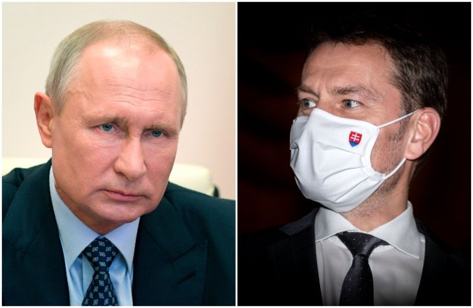 Vladimir Putin a Igor Matovič. Foto - TASR/AP a Tomáš Benedikovič