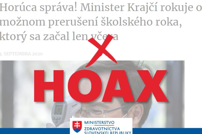 Hoax o tom, že Krajčí chce rušiť školský rok, vyvracalo oficiálne aj ministerstvo zdravotníctva.