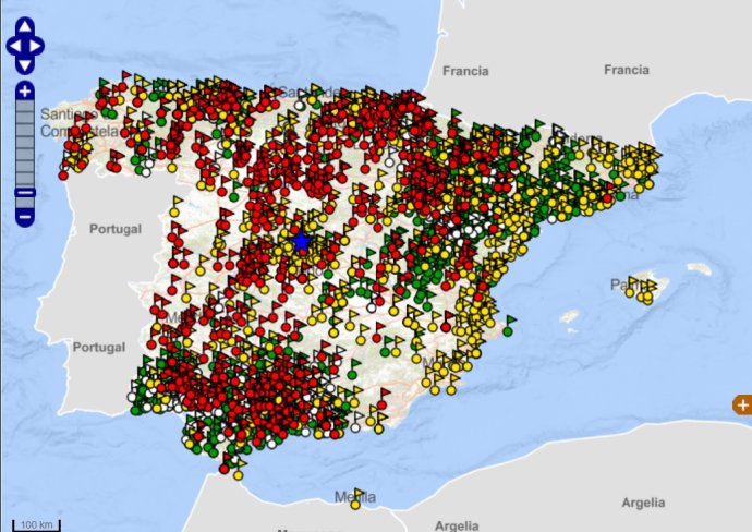 Mapa masových hrobov v Španielsku. Zdroj – Ministerstvo spravodlivosti a demokratickej pamäti Španielska