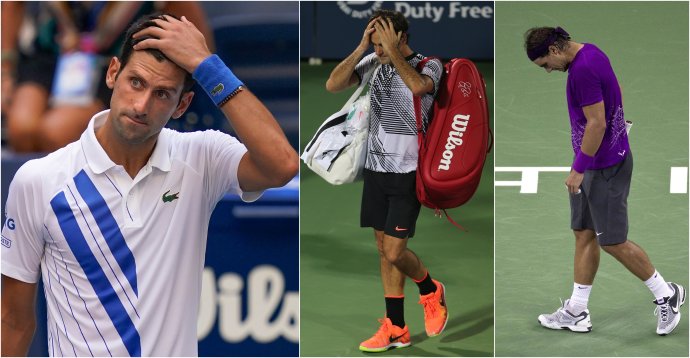 Novak Djoković, Roger Federer aj Rafael Nadal udivujú vyrovnanosťou výkonov, ale niekedy hrajú hrozne aj oni. Foto - tasr/ap. Koláž - N