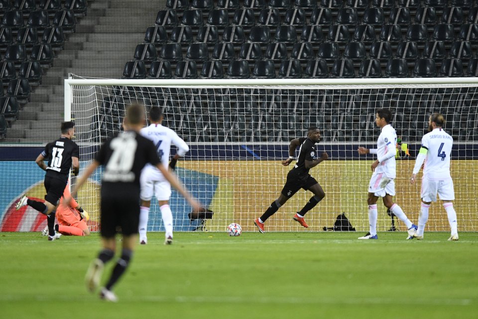 Marcus Thuram strieľa gól Realu Madrid. Foto - TASR/AP