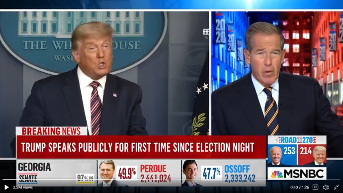 Tlačovku Trumpa prerušila aj televízia MSNBC. Foto - tasr/ap