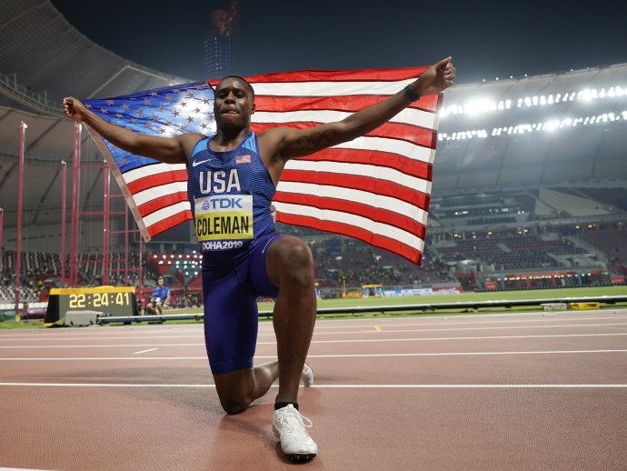 Christian Coleman po výhre v šprinte na 100m na MS 2019. Foto – AP