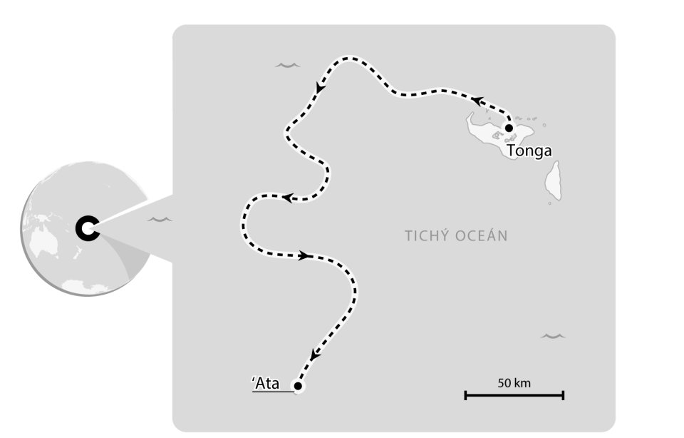 Osem dní unášaní morom v Tichomorí. Trasa plavby šiestich chlapcov na ostrov ‘Ata.