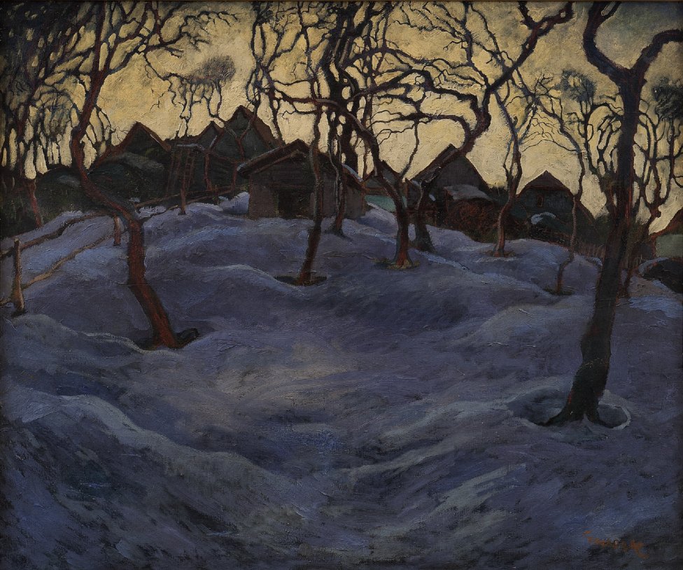 Edmund Gwerk: Zimný večer, 1928. Zbierka GMB