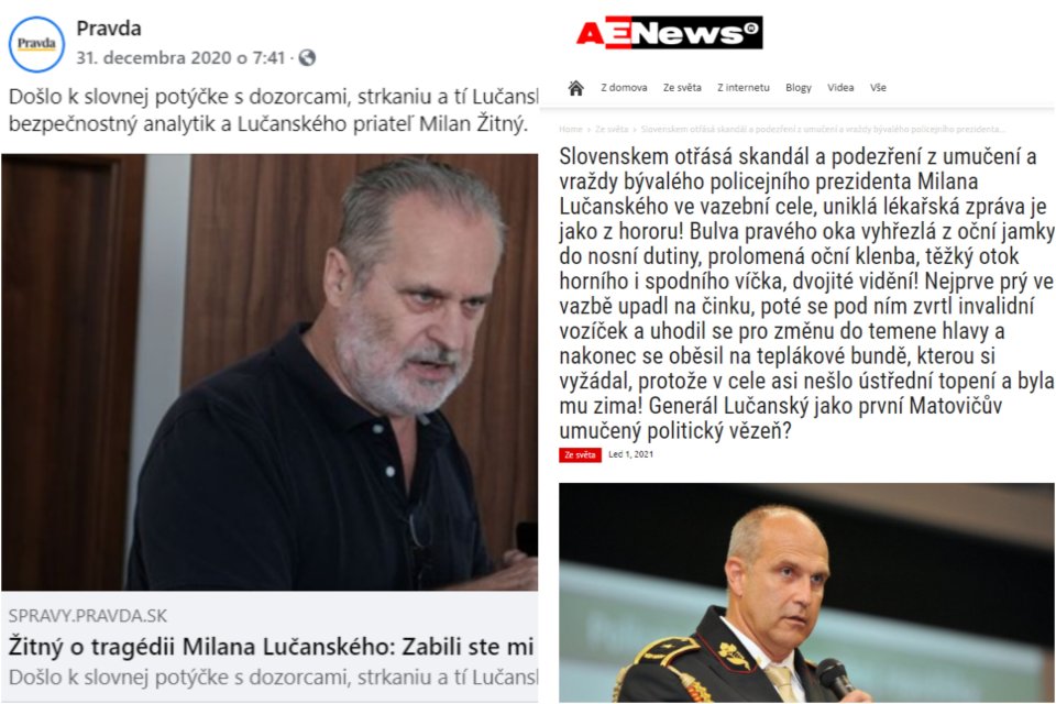 Značná časť ľudí si názory na smrť Milana Lučanského vytvára napríklad podľa tvrdení Milana Žitného i podľa článkov dezinformačného webu Aeronet.
