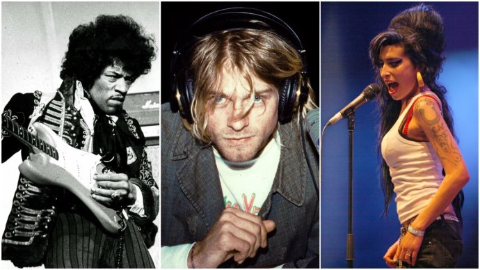 Klub 27 - Jimi Hendrix, Kurt Cobain, Amy Winehouse. Foto - Scanpix, Julie Kramer, Rama