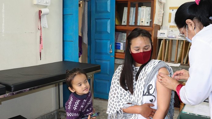 Očkovanie v Bhutáne. Zdroj - Unicef