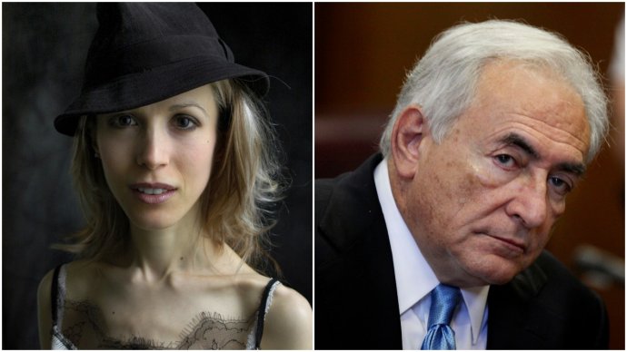 Francúzska novinárka a spisovateľka Tristane Banonová a bývalý riaditeľ Medzinárodného menového fondu Dominique Strauss-Kahn. Foto - TASR/AP