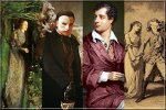 Zľava: Ofélia (Sir John Everett Millais), Erik (Fantóm opery, 2004), Lord Byron, J. W. Goethe - Utrpenie mladého Werthera