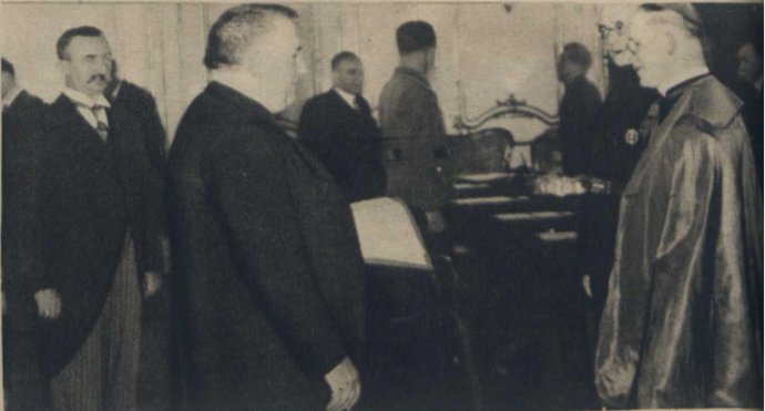 Ján Vojtaššák (vpravo) na stretnutí s Jozefom Tisom 17. augusta 1940. Foto - Wikimedia