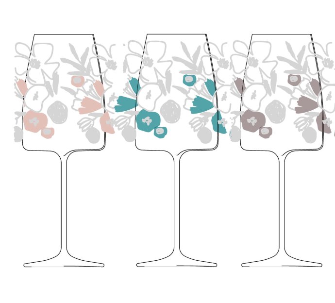 Pohár na víno s kvetinovým motívom, návrh a realizácia. Foto - Slovenské múzeum dizajnu